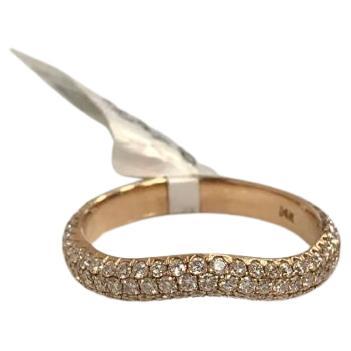 14K Rose Gold Diamond Curved Band For Sale