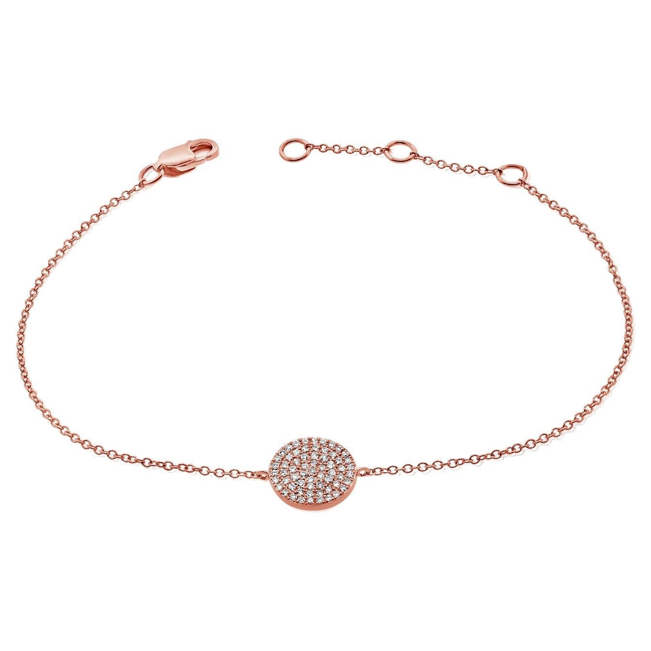 14K Rose Gold Diamond Disc Chain Bracelet For Sale