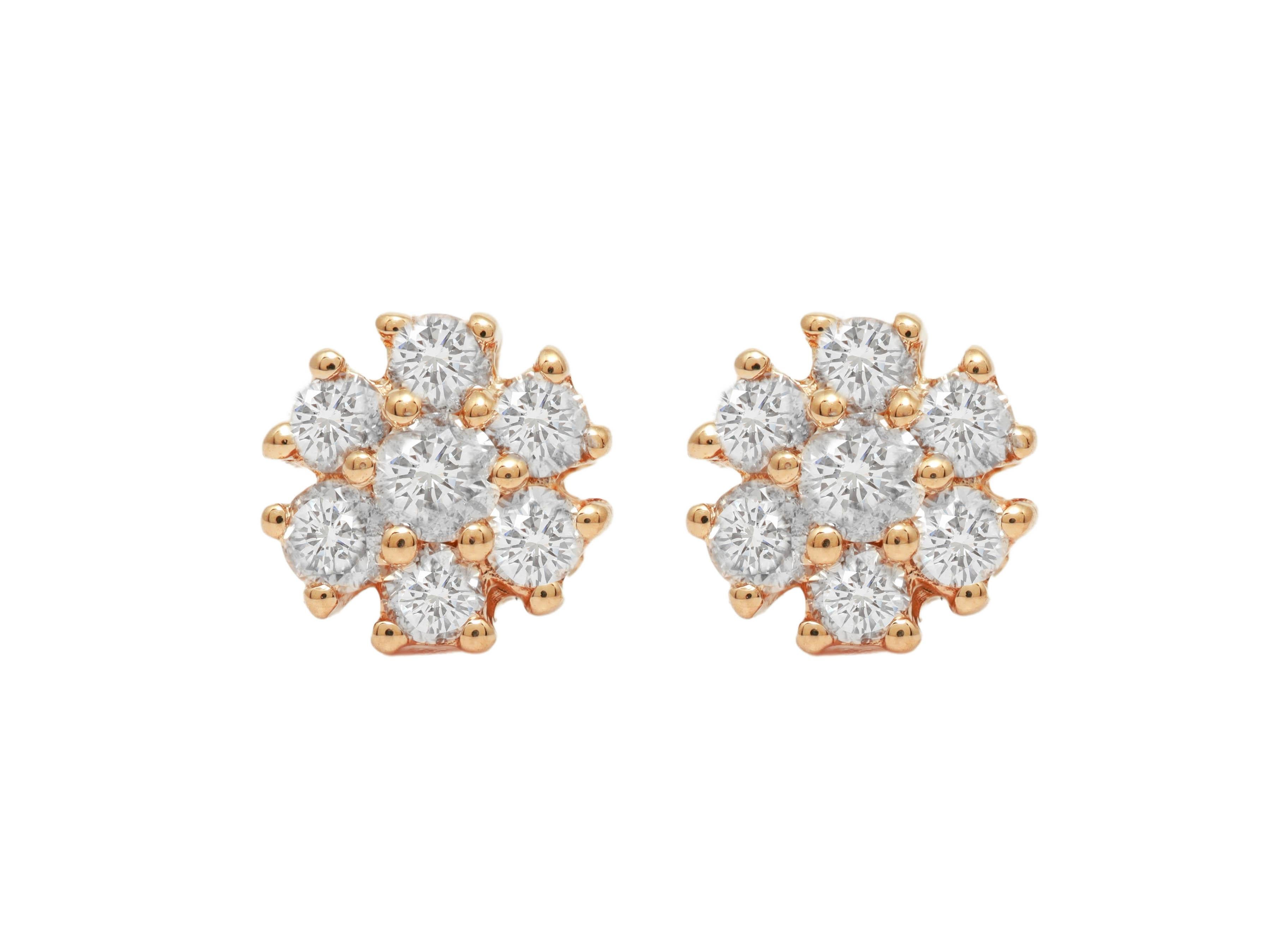 14kt rose gold diana diamond earrings