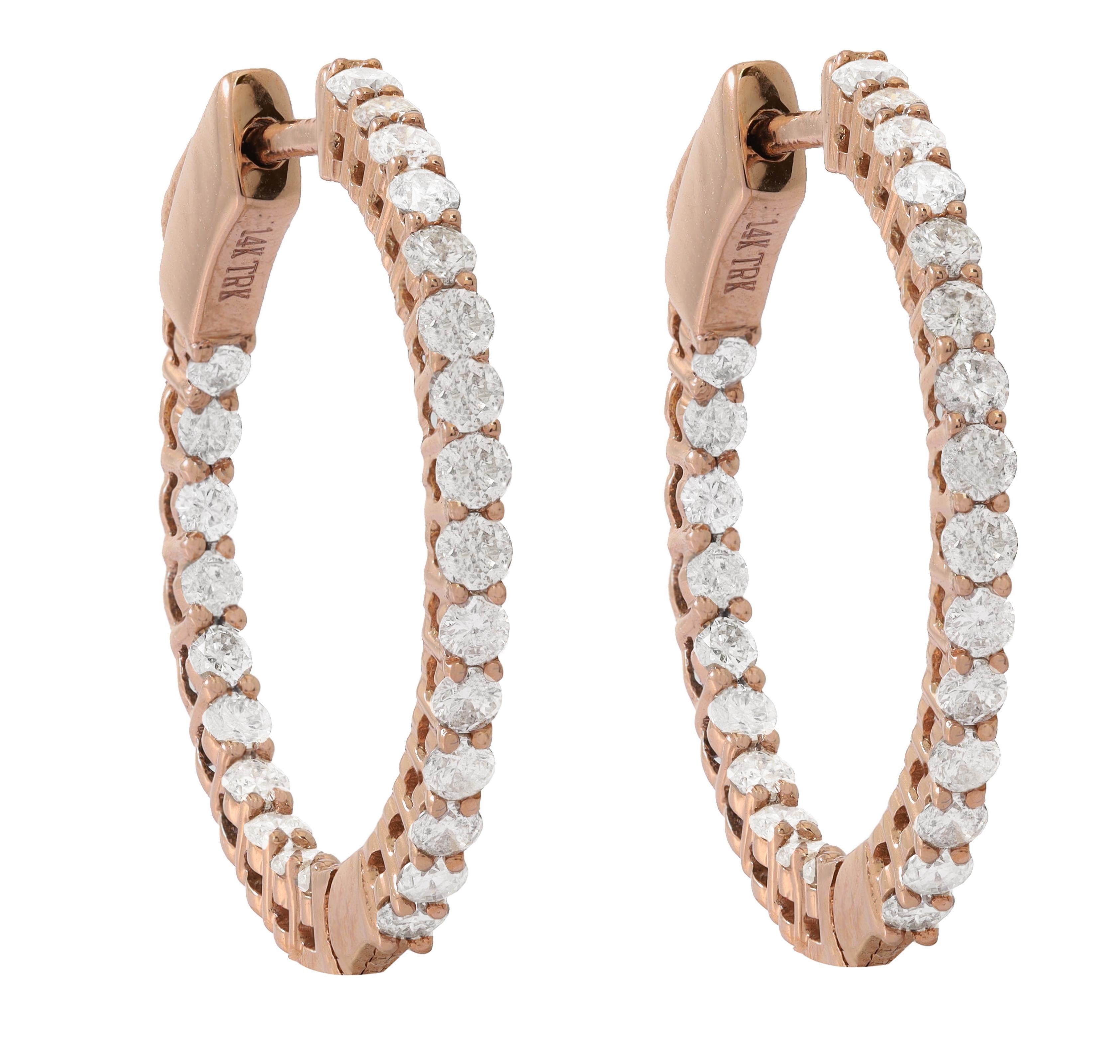 14kt rose gold diana diamond earrings