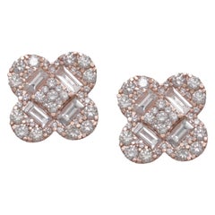 Boucles d'oreilles en or rose 14K avec diamants