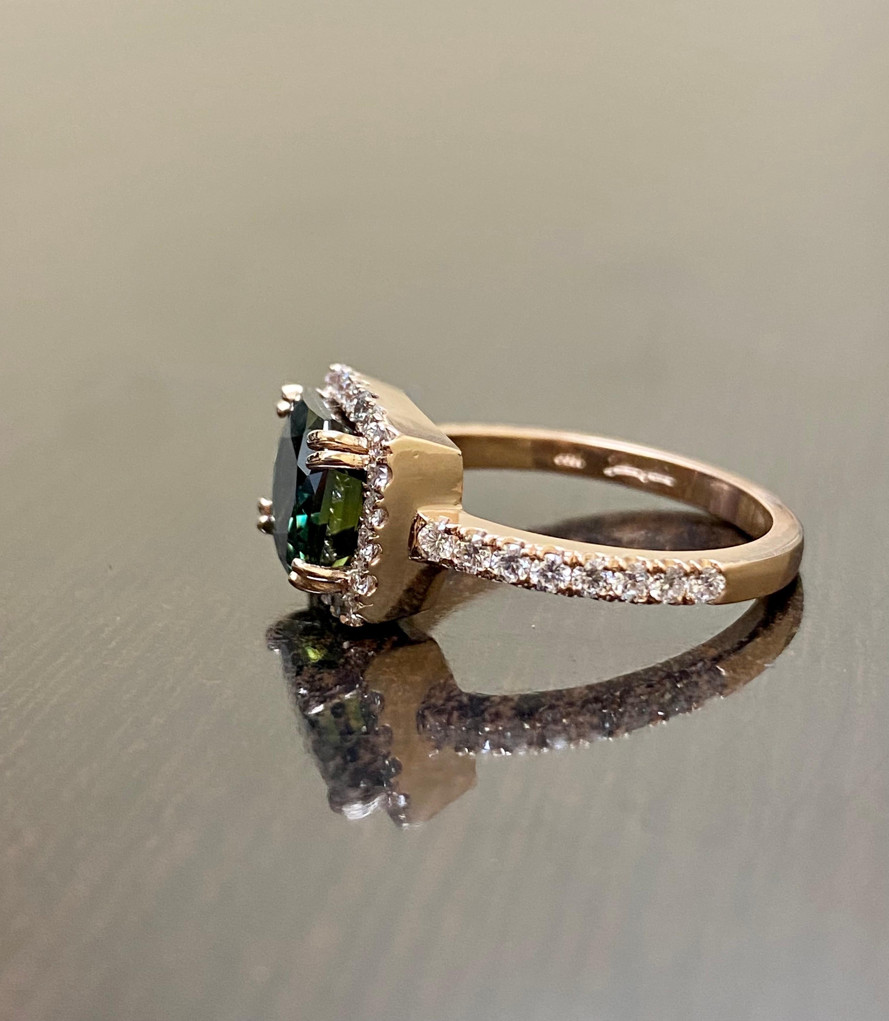 Women's 14K Rose Gold Diamond East West Peacock 3.66 Carat Sapphire Engagement Ring 
