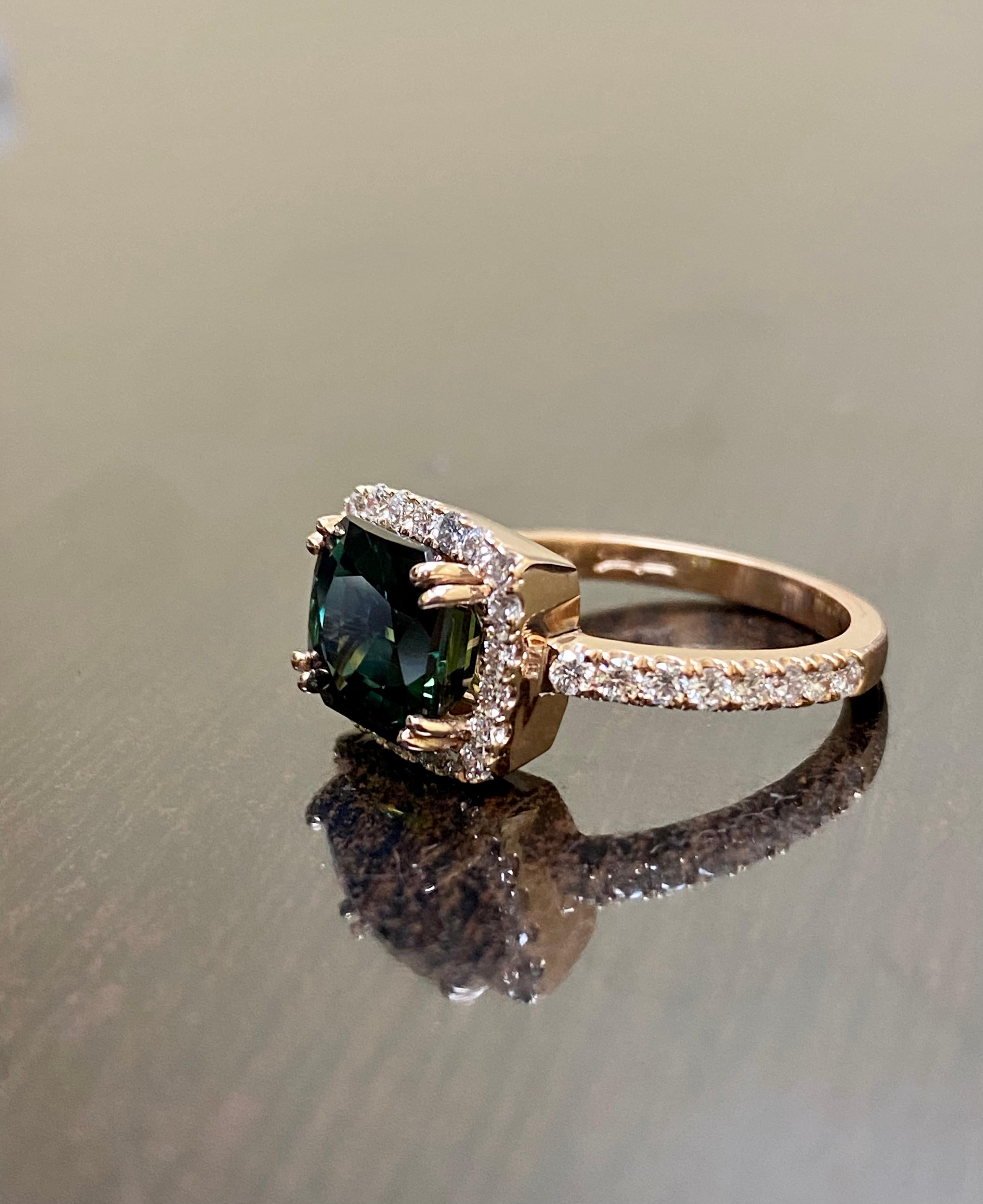 14K Rose Gold Diamond East West Peacock 3.66 Carat Sapphire Engagement Ring  2