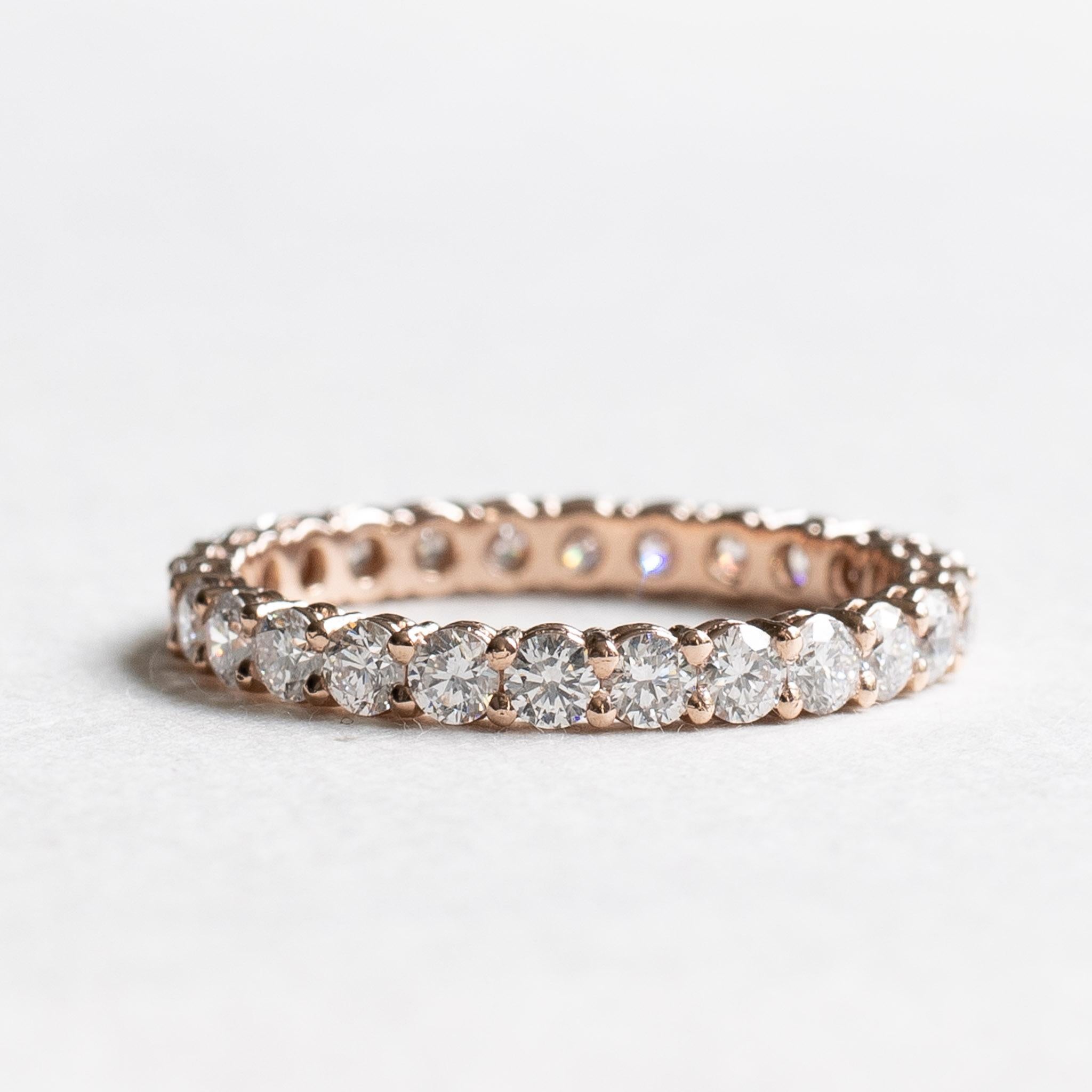 For Sale:  14k Rose Gold Diamond Eternity Ring 4