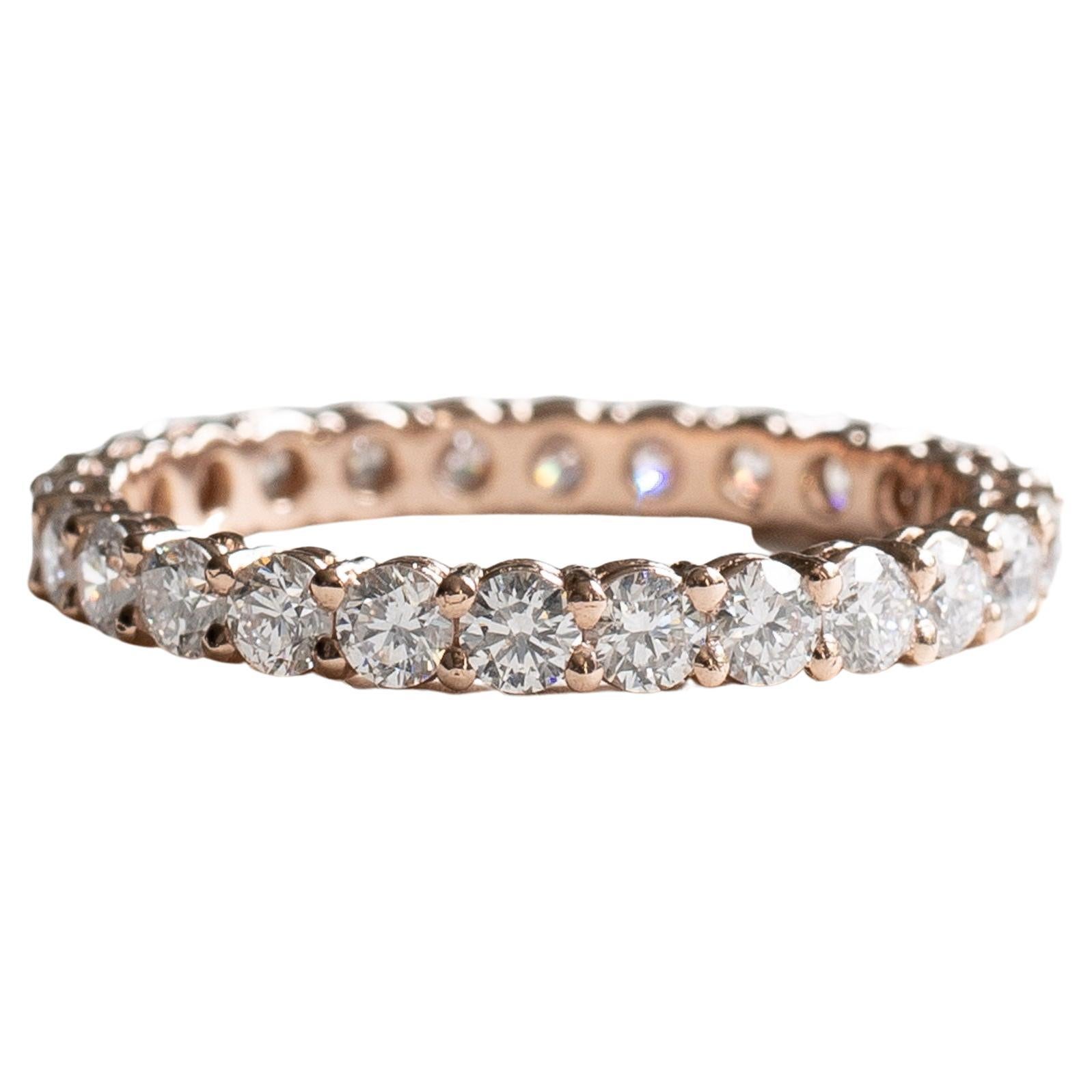 For Sale:  14k Rose Gold Diamond Eternity Ring