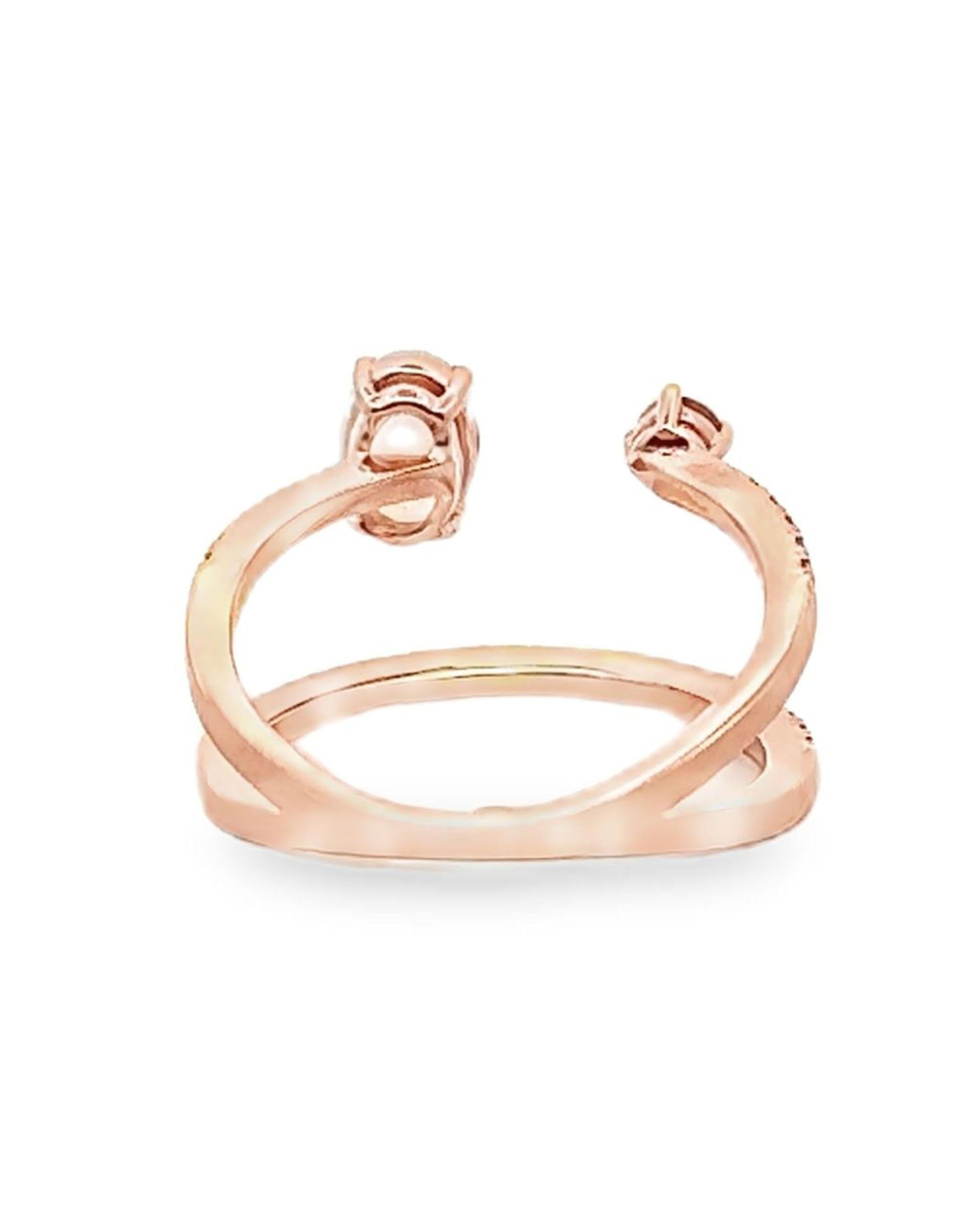 Mixed Cut Asymmetric Open Bypass Ruby & Opal Ring in 14K Rose Gold with Diamonds For Sale