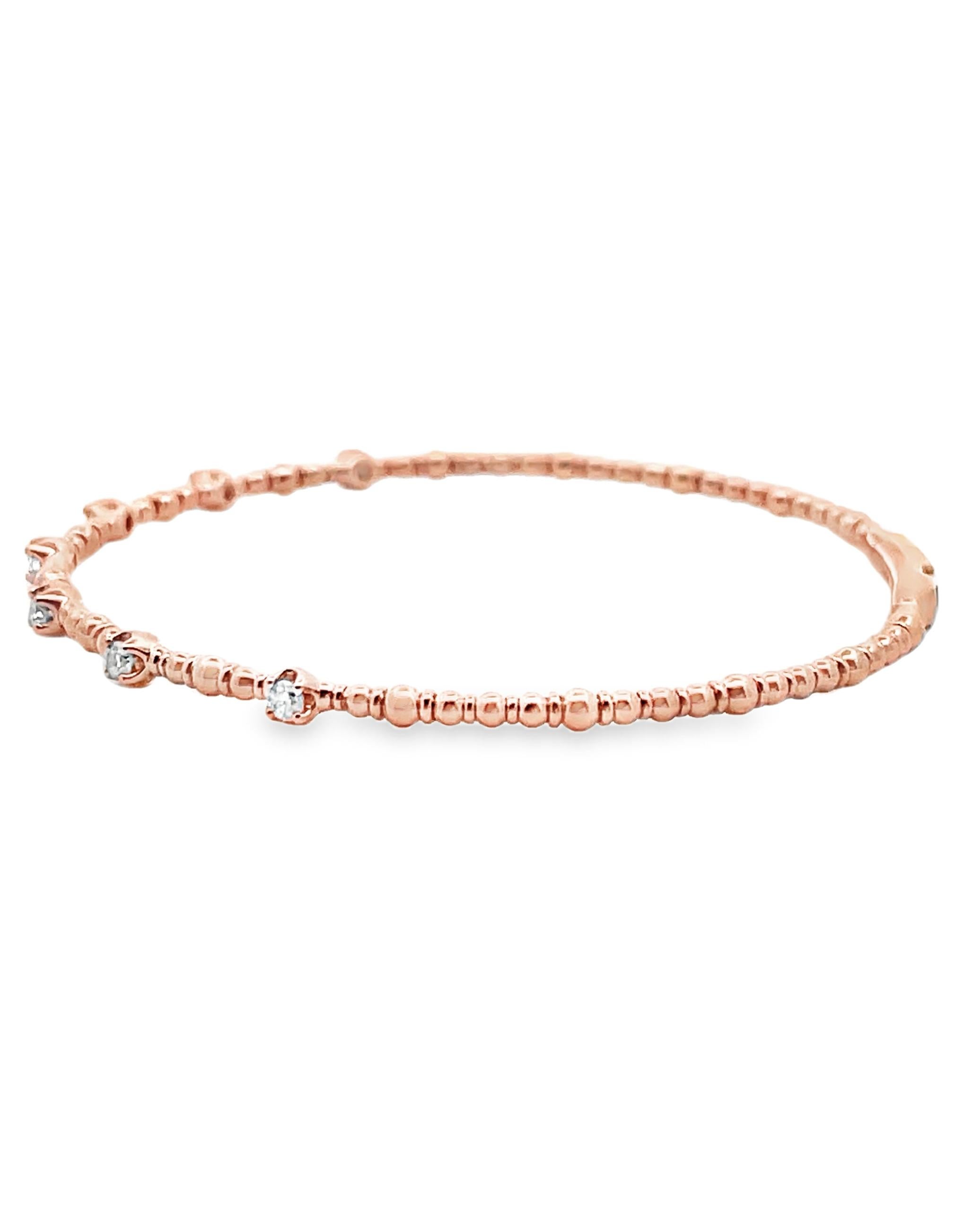 Contemporaneo Bracciale flessibile con diamanti in oro rosa 14K in vendita