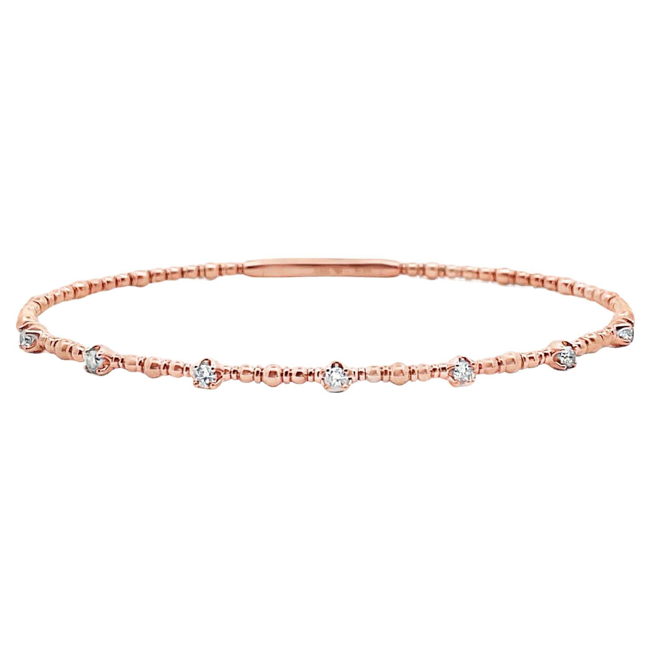 Bracciale flessibile con diamanti in oro rosa 14K
