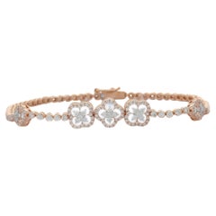 14K Rose Gold Diamond Floral Wedding Bracelet