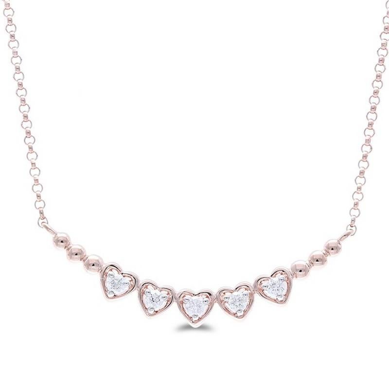 Diamond Carat Weight: This exquisite Gazebo Fancy Collection necklace boasts a total of 0.11 carats of diamonds. The necklace features five round diamonds, each carefully selected and set to perfection.

Setting Style: The diamonds are elegantly