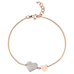 14K Rose Gold Diamond Heart Chain Bracelet for Her