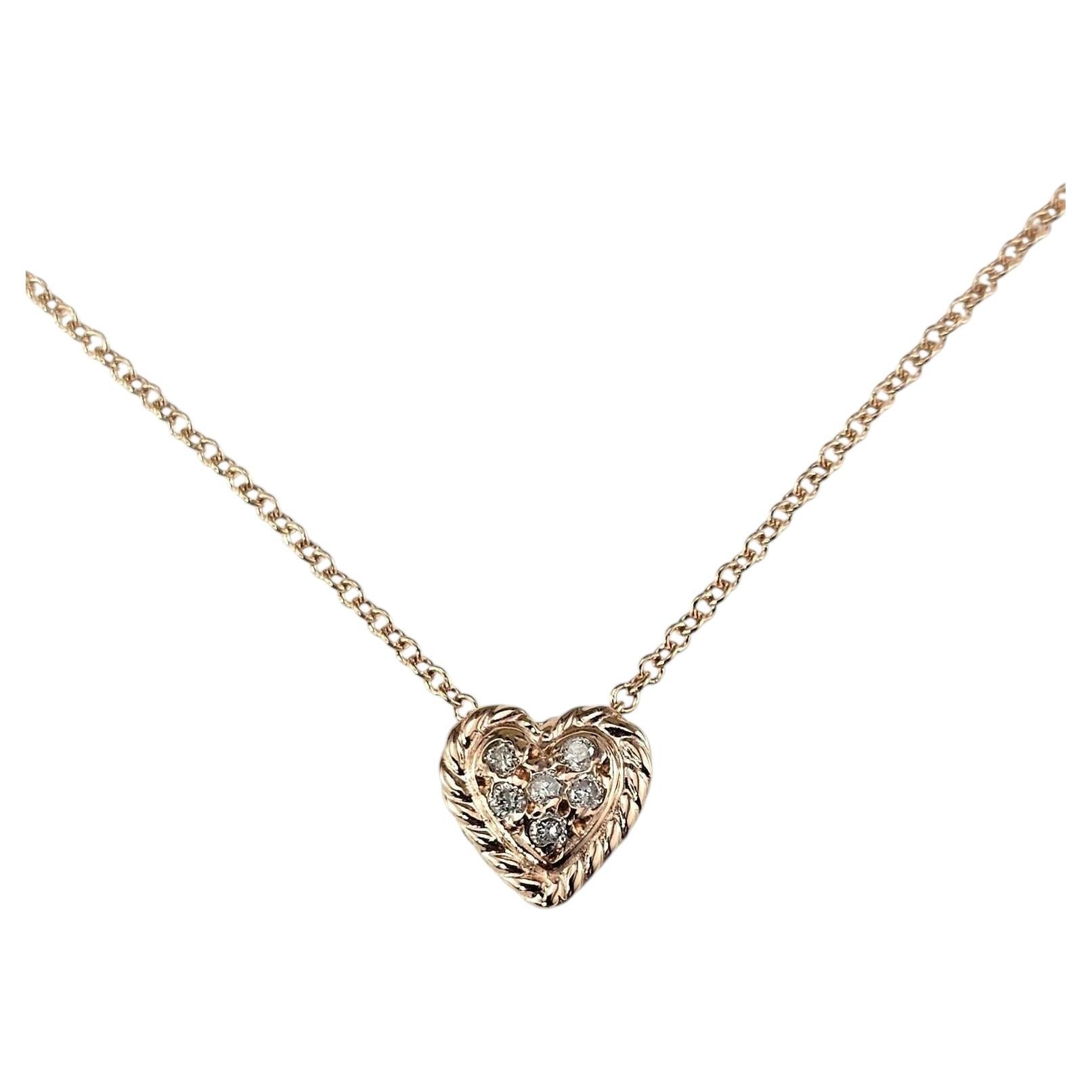 Collana con ciondolo a forma di cuore in oro rosa 14 carati con diamanti #25436