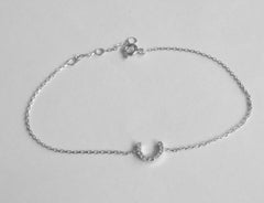 14k Gold Diamond Horseshoe Bracelet Delicate Chain Bracelet