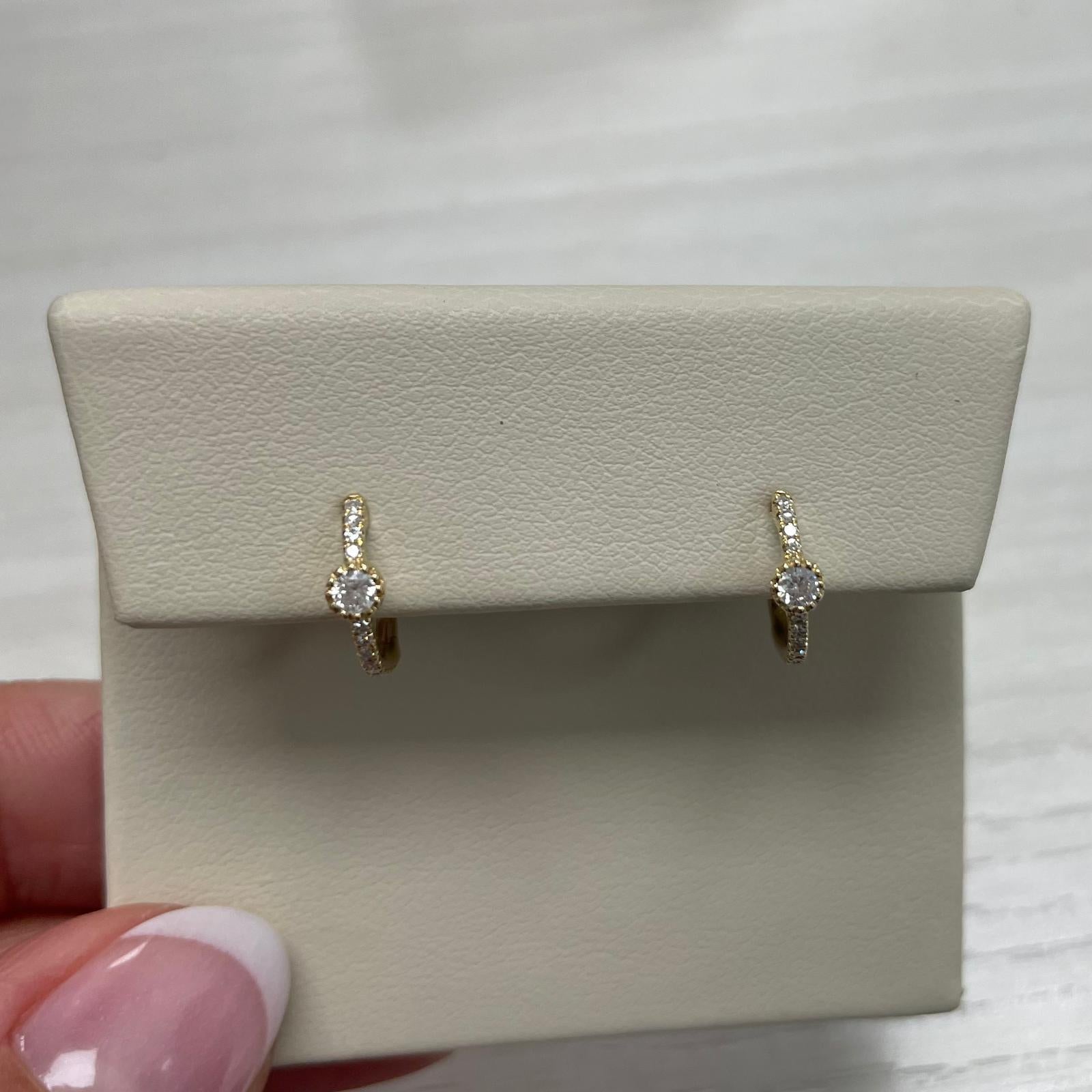 Contemporary 14K Rose Gold Diamond Huggie Earrings for Her For Sale