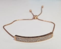 14 Karat Rose Gold Diamond ID Pave' Bracelet with Adjustable Pulls