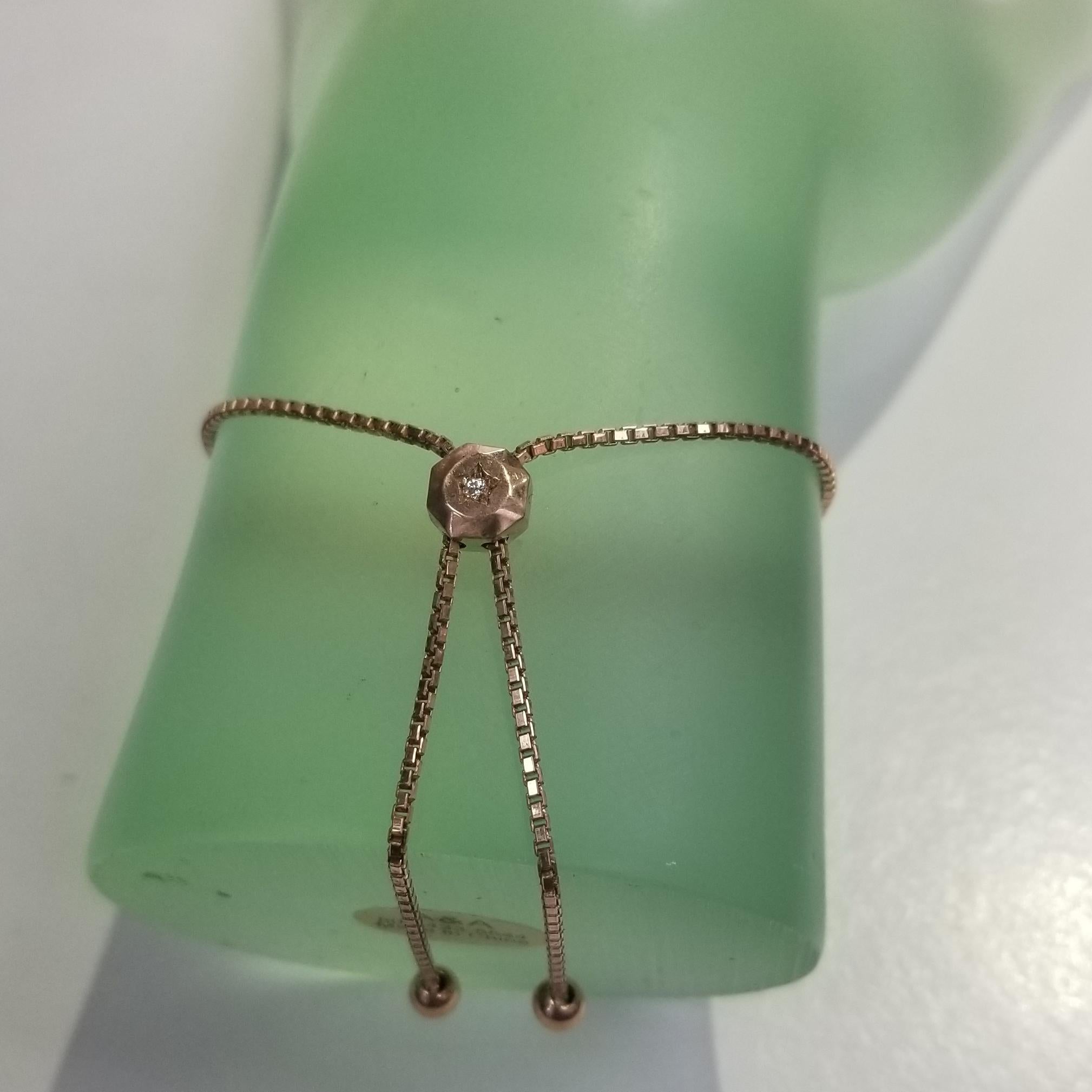 14 Karat Rose Gold Diamond ID Pave' Bracelet with Adjustable Pulls 1