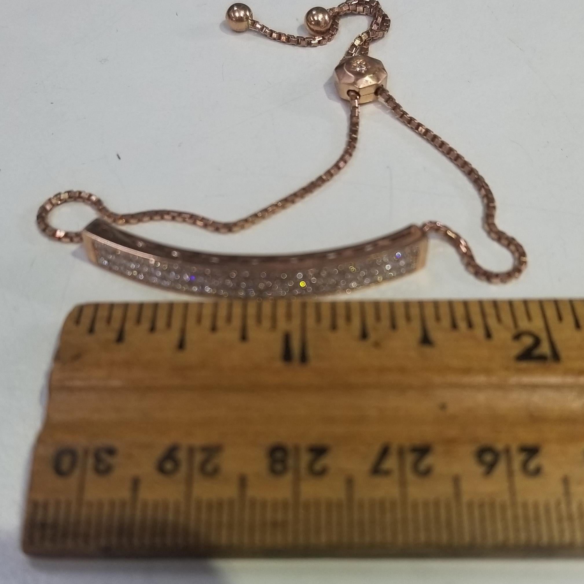14 Karat Rose Gold Diamond ID Pave' Bracelet with Adjustable Pulls 2