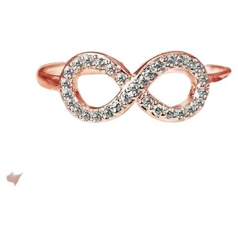 Customizable 14k Gold Diamond Infinity Ring Love Knot Diamond Ring For ...