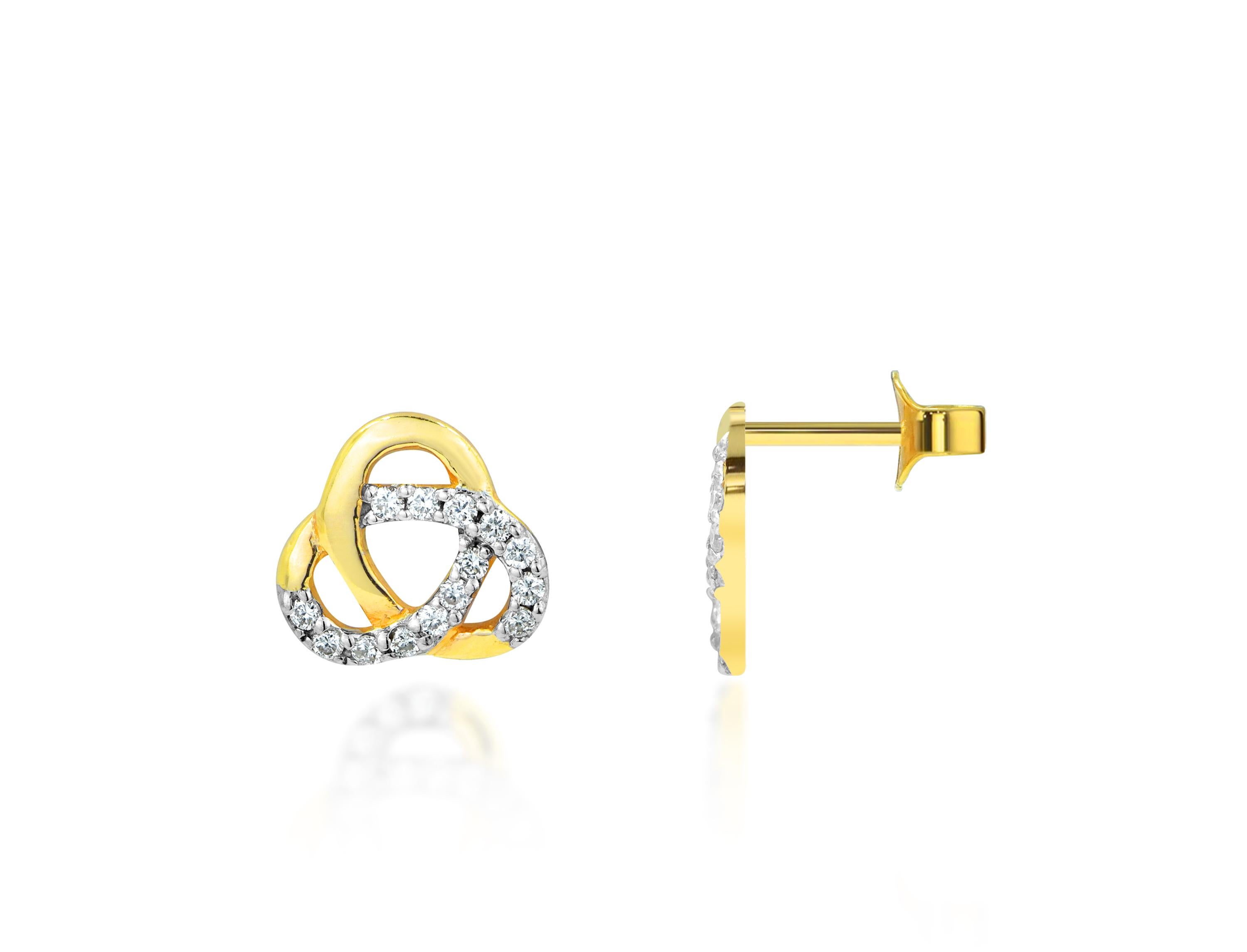 Round Cut 14k Gold Diamond Love Knot Stud Earrings Bride Earrings Wedding Anniversary For Sale