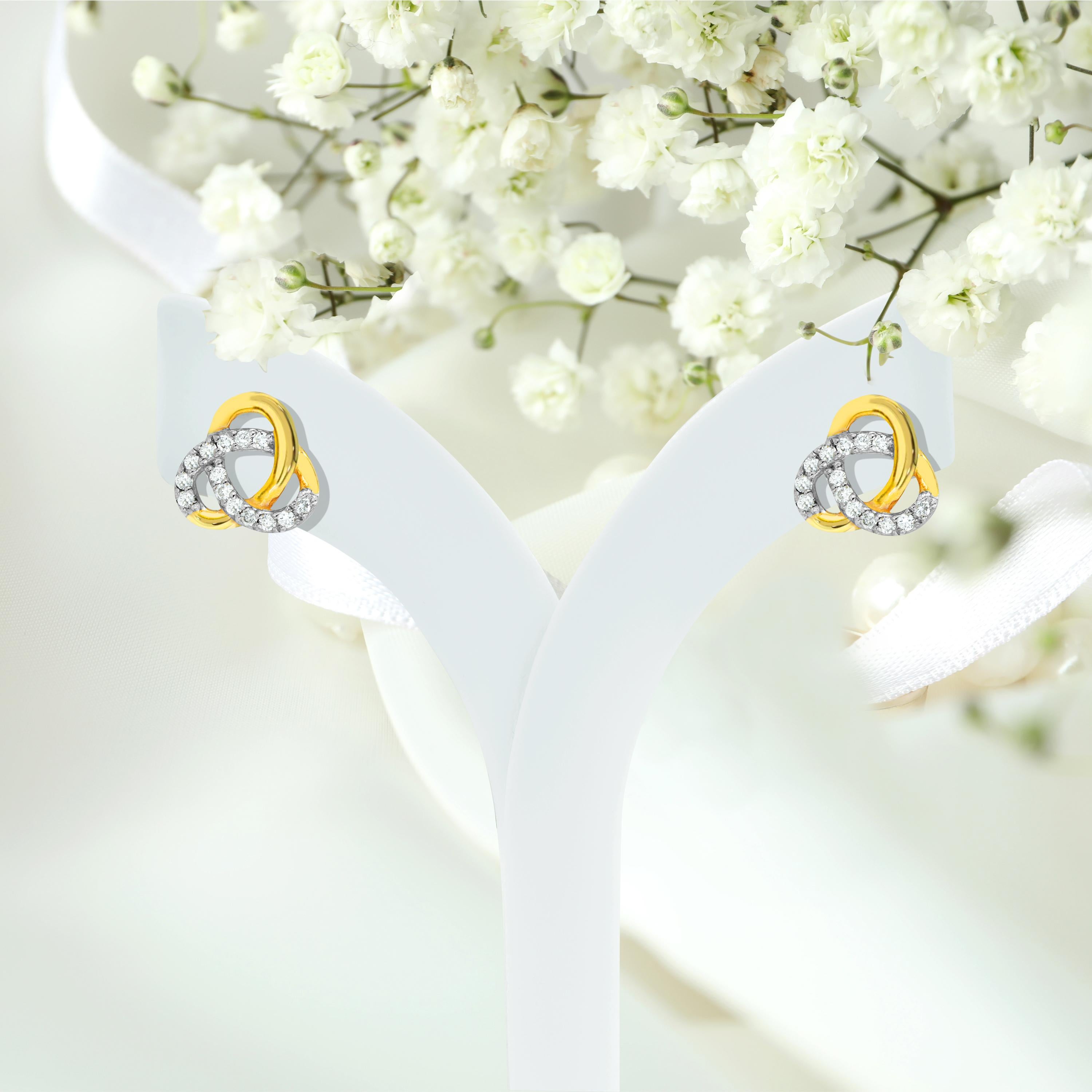 Women's or Men's 14k Gold Diamond Love Knot Stud Earrings Bride Earrings Wedding Anniversary For Sale