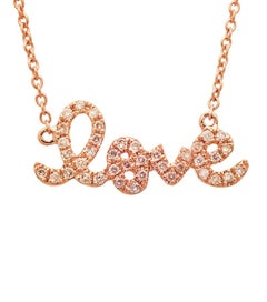 Sydney Evan Small 14K Rose Gold Diamond Love Necklace