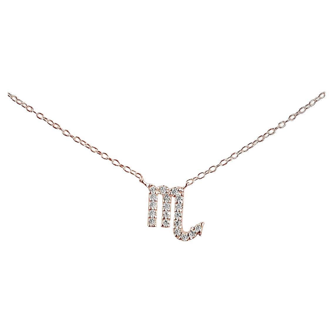 14k Rose Gold Diamond Necklace Scorpio Zodiac Sign Birth Sign Necklace