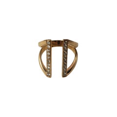 14K Rose Gold Diamond Open Bar Ring Size 7 #22942