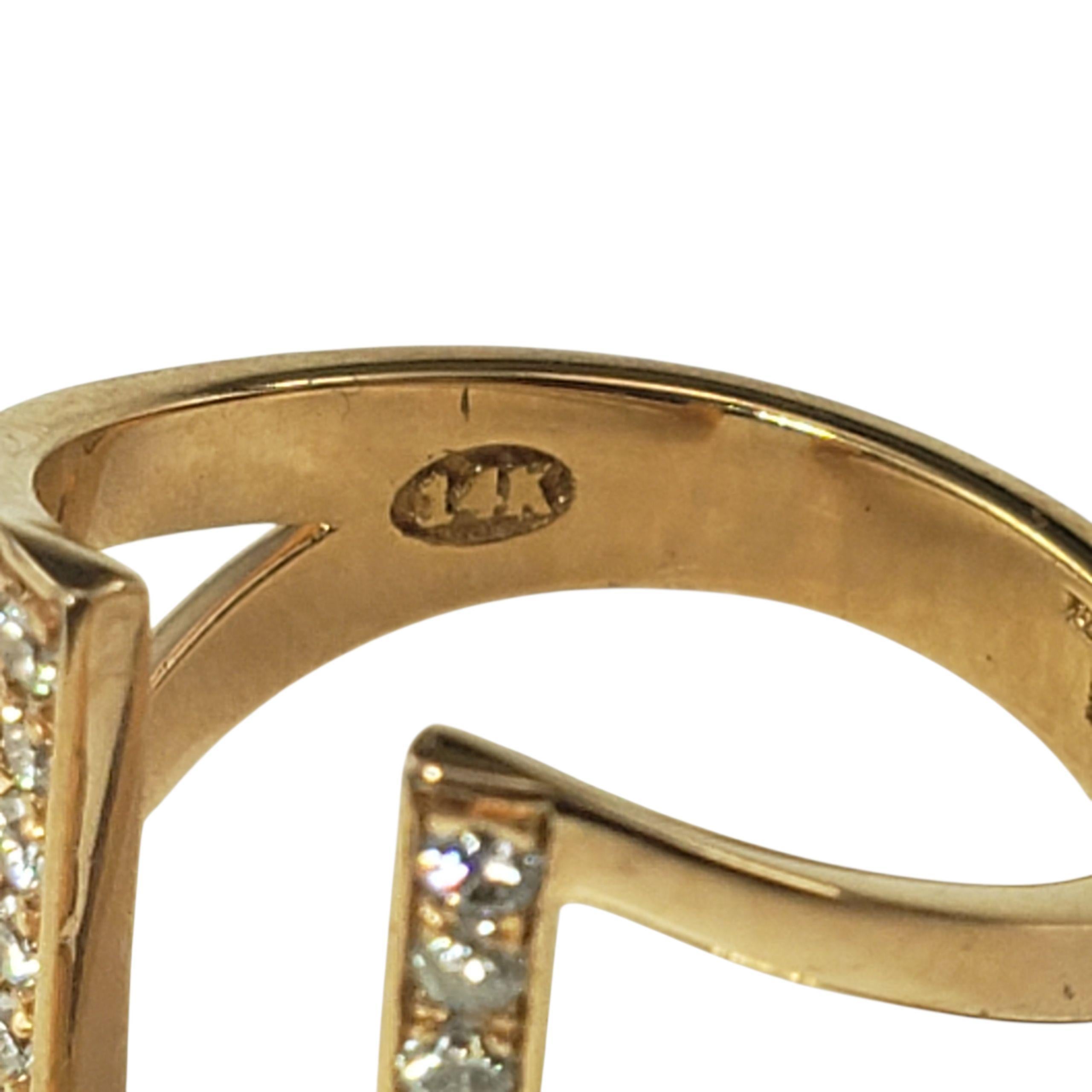 14K Rose Gold Diamond Open Bar Ring Größe 7 #22942 Damen im Angebot