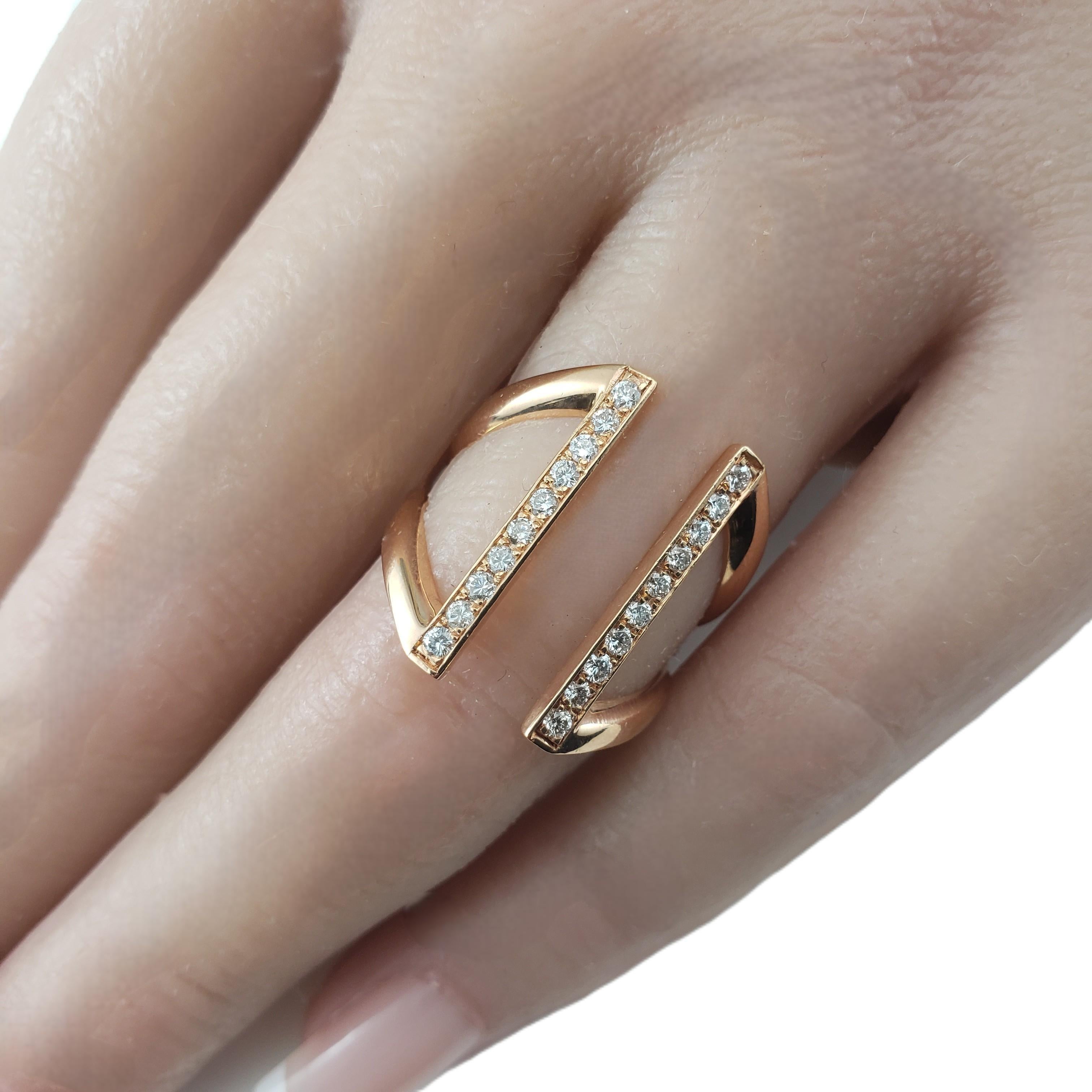 14K Rose Gold Diamond Open Bar Ring Größe 7 #22942 im Angebot 2