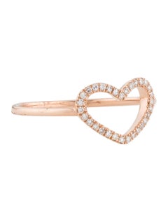 14K Rose Gold Diamond Open Heart Ring for Her