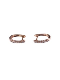 Boucles d'oreilles ovales en or rose 14K avec diamants #24413