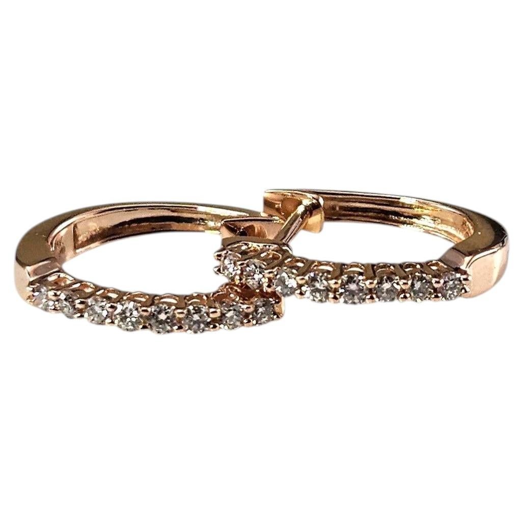 Boucles d'oreilles ovales en or rose 14K avec diamants #24413