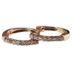 Boucles d'oreilles ovales en or rose 14K avec diamants #24413