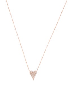 14K Rose Gold Diamond Pave Heart Necklace for Her