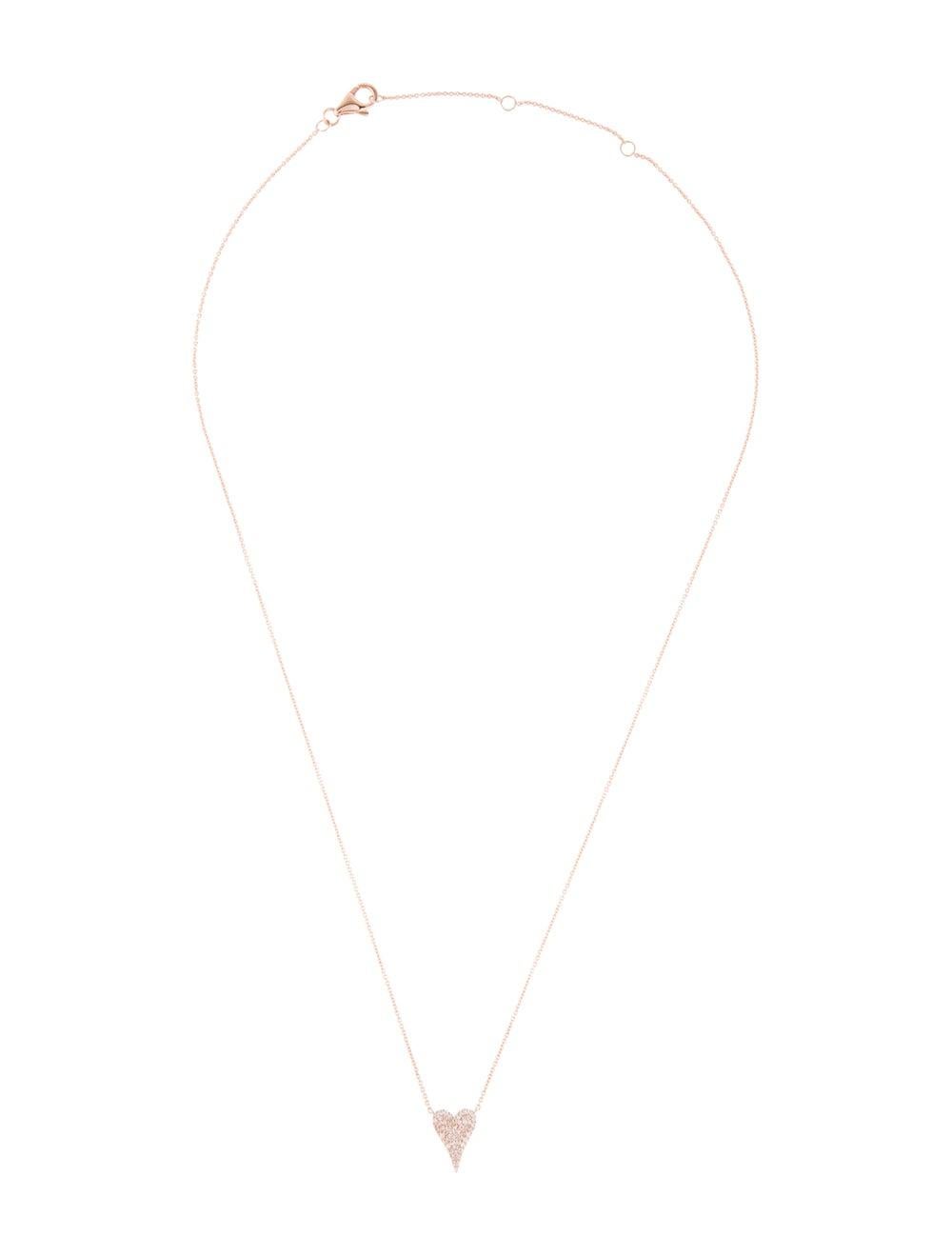 Contemporain Collier en forme de cœur en or rose 14 carats avec diamants pavés pour elle en vente