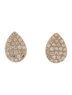 14K Rose Gold Diamond Pave Pear Shape Stud Earrings for Her