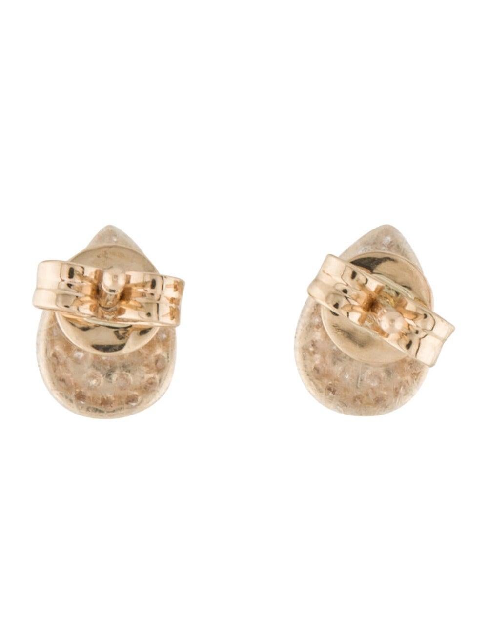 14K Rose Gold Diamond Pave Pear Shape Stud Earrings for Her In New Condition For Sale In Great neck, NY