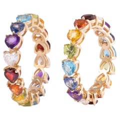 14K Rose Gold Diamond Rainbow Ring, Size 4
