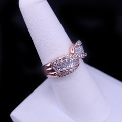 14K Rose Gold Diamond Ribbon Crossover Ring