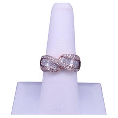 14K Rose Gold Diamond Ribbon Crossover Ring