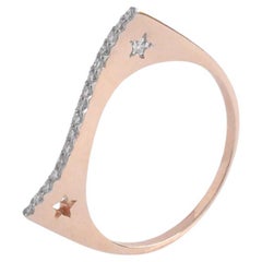 14k Rose Gold Diamond Ring Curved Diamond Ring Thin Minimalist Statement Ring