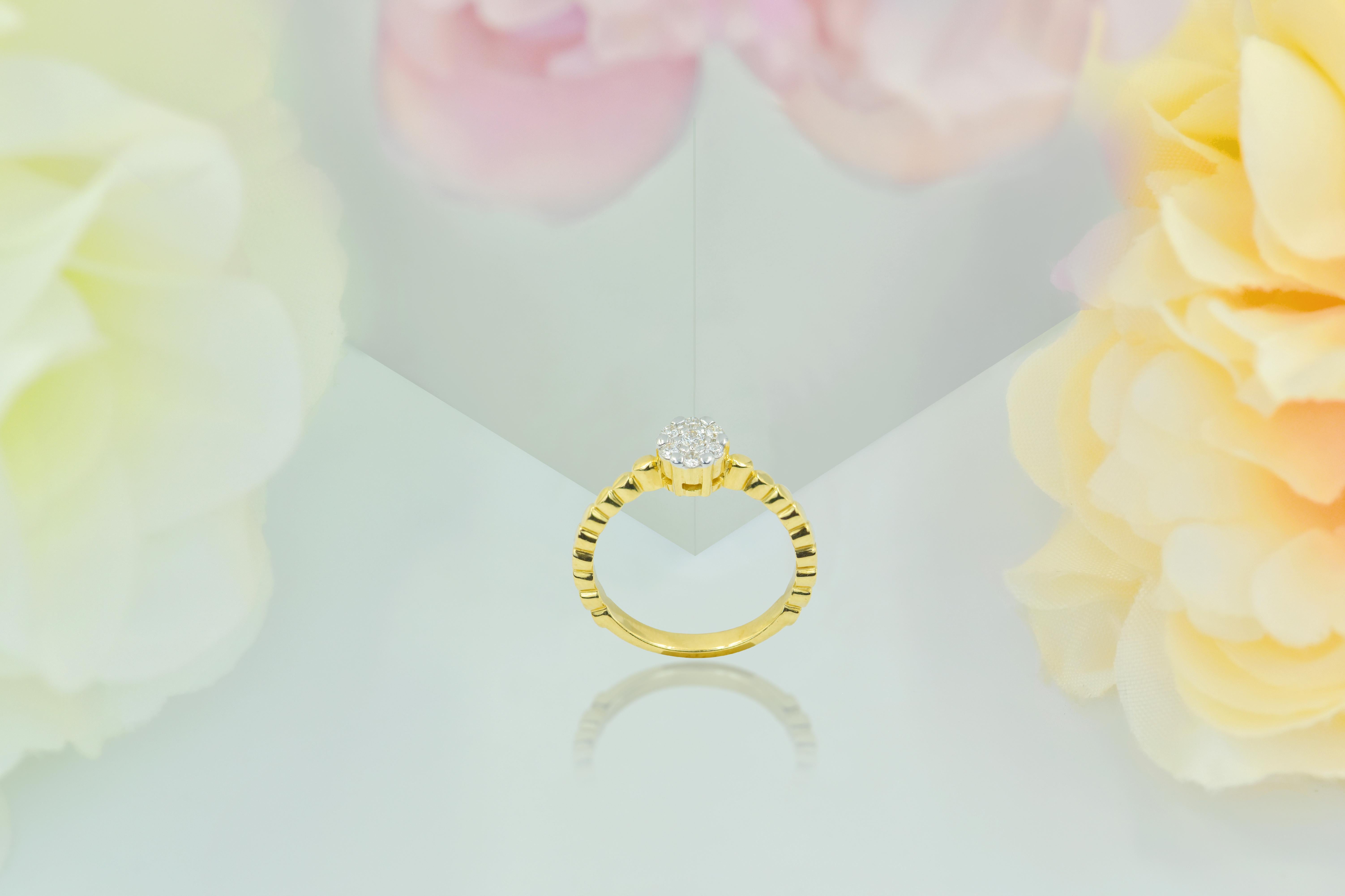For Sale:  14k Gold Diamond Ring Delicate Engagement Ring Diamond Wedding Ring 6