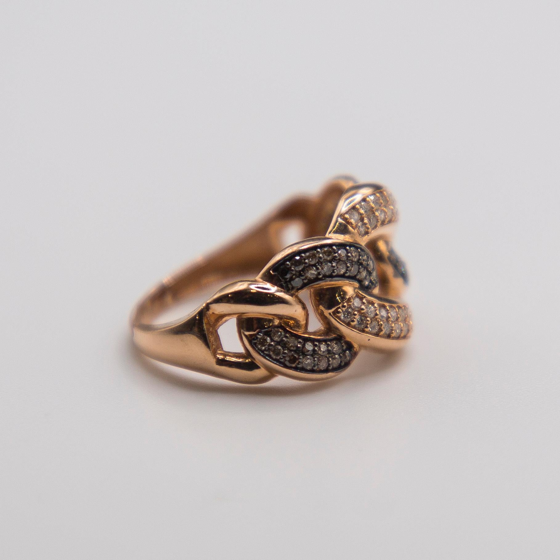 Round Cut 14k Rose Gold Diamond Ring For Sale