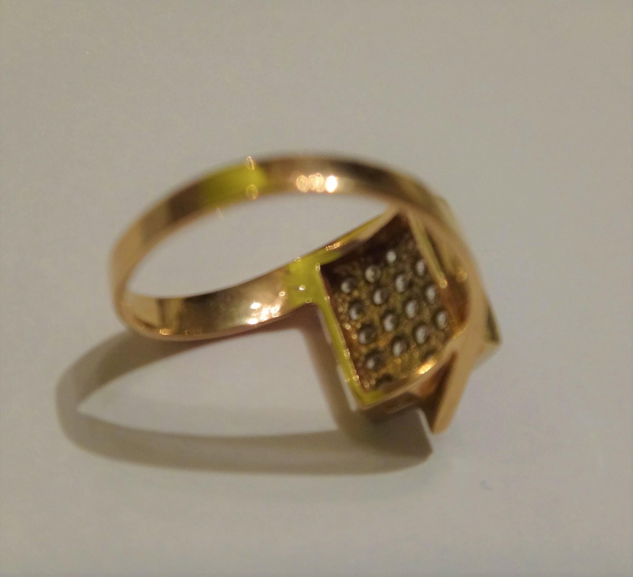 14K Rose Gold Diamantring im Zustand „Relativ gut“ in Shanghai, CN
