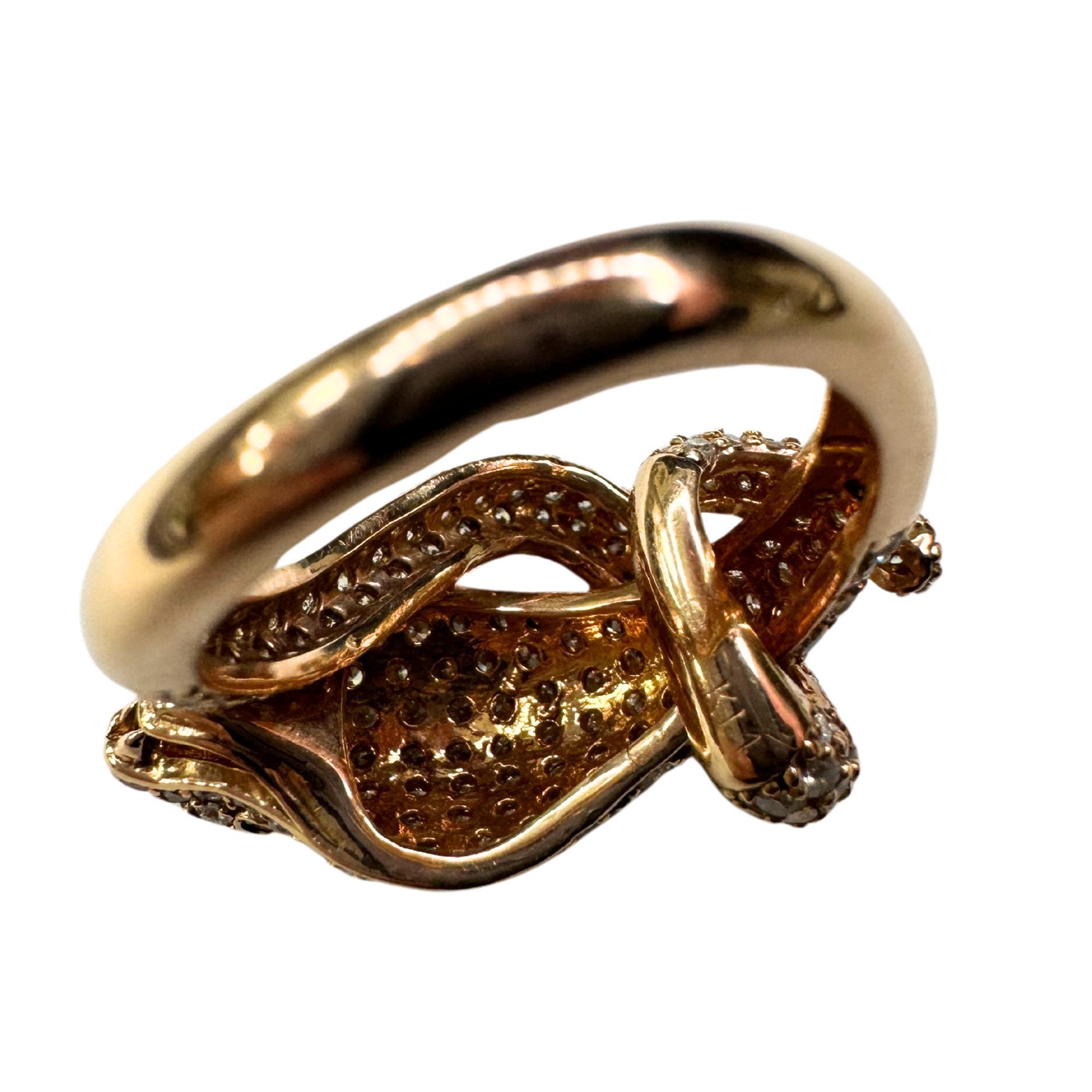 14K Rose Gold Diamond Serpent Snake Ring in vendita 3