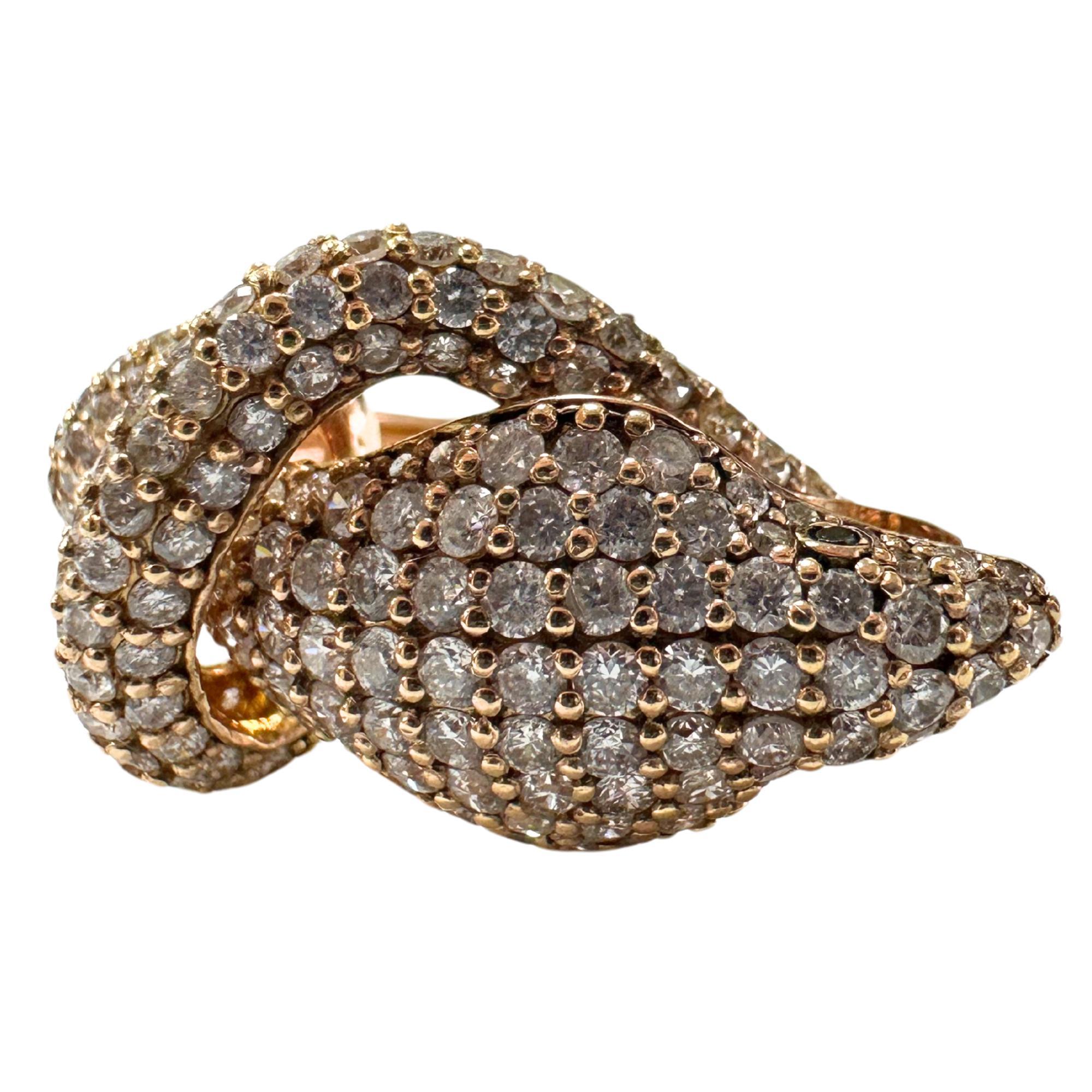 14K Rose Gold Diamond Serpent Snake Ring in vendita 4