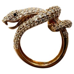 14K Rose Gold Diamond Serpent Snake Ring