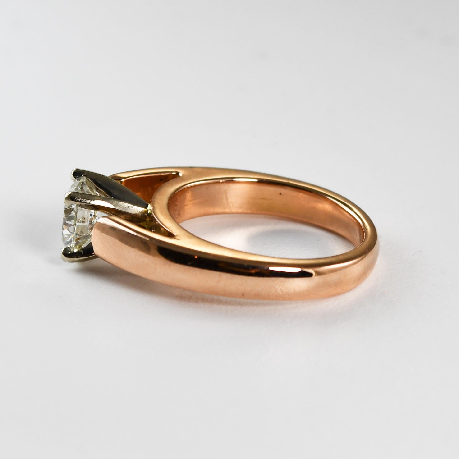 Bague de fiançailles solitaire en or rose 14 carats avec diamants 1,03 carat Unisexe en vente