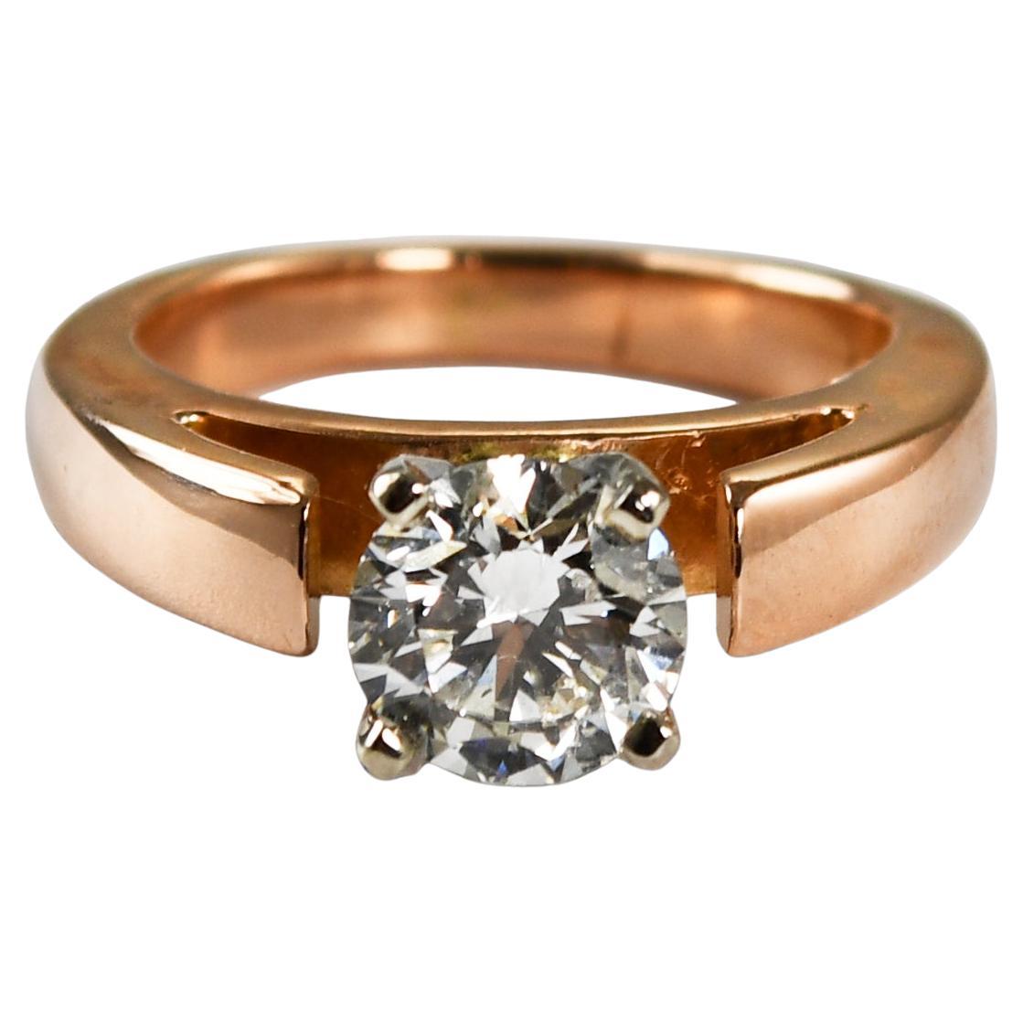 14K Rose Gold Diamond Solitaire Engagement Ring 1.03ct