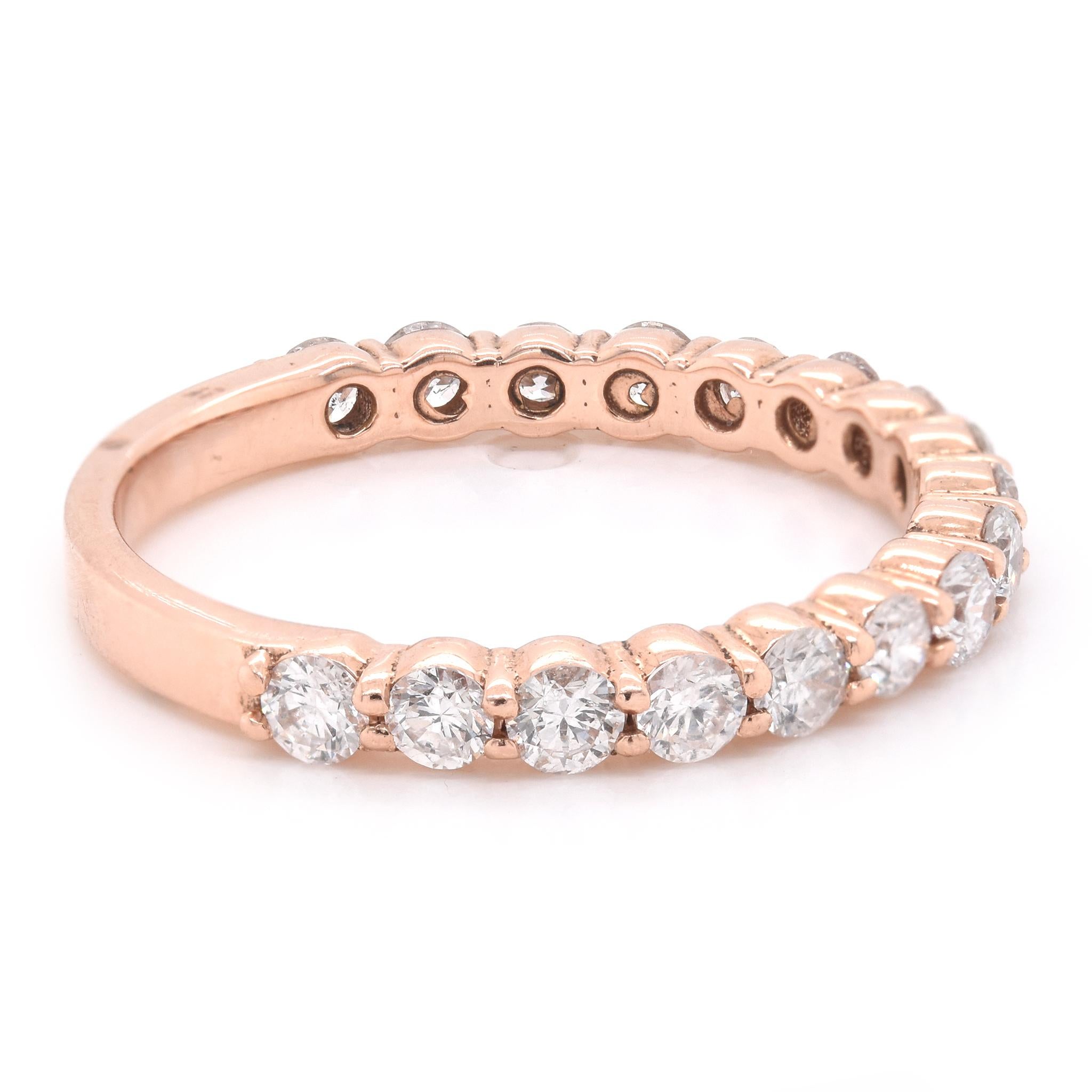 Round Cut 14 Karat Rose Gold Diamond Stackable Anniversary Ring